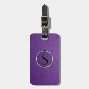 Monogram Purple Leather Look Luggage Tag