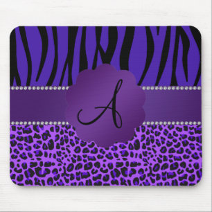 Monogram purple leopard zebra pattern mouse mat
