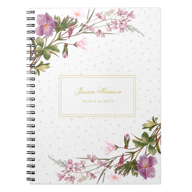Monogram Purple Lilac Pink Bouquet Vintage Cute Notebook (Front)