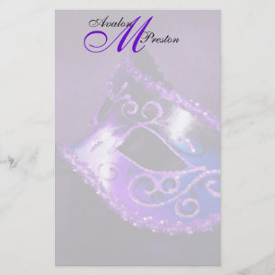 Monogram Purple Masquerade Wedding Stationery