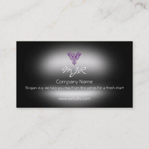 Monogram, Purple Phoenix Rising, metallic-effect Business Card