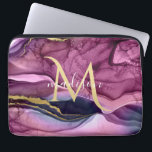 Monogram Purple Pink and Gold Agate Geode Laptop Sleeve<br><div class="desc">Monogram Purple Pink and Gold Agate Geode Design . The templates have been set up ready to customise and personalise . If you would like to change the colour or style of the text click the customise further at the end of the template .</div>