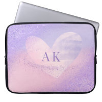 Monogram Purple Pink Gradient Heart Laptop Sleeve