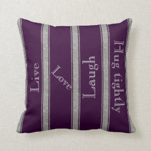 Monogram Purple & Silver Glitter Striped Pillow