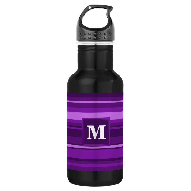 Monogram purple stripes 532 ml water bottle (Front)