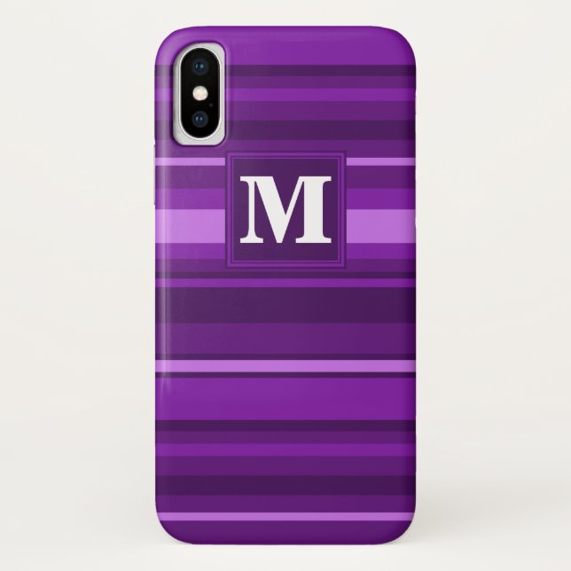 Monogram purple stripes Case-Mate iPhone case (Back)