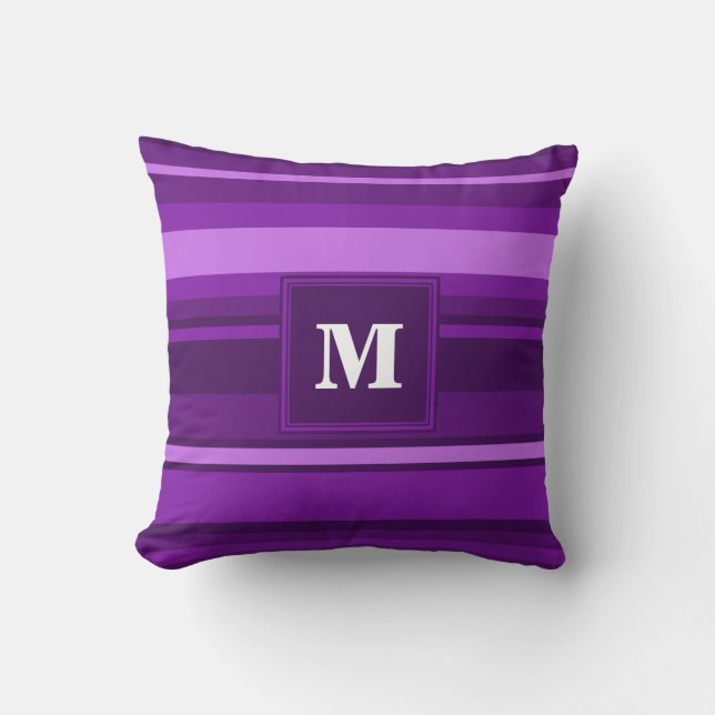 Monogram purple stripes cushion (Front)