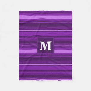 Monogram purple stripes fleece blanket