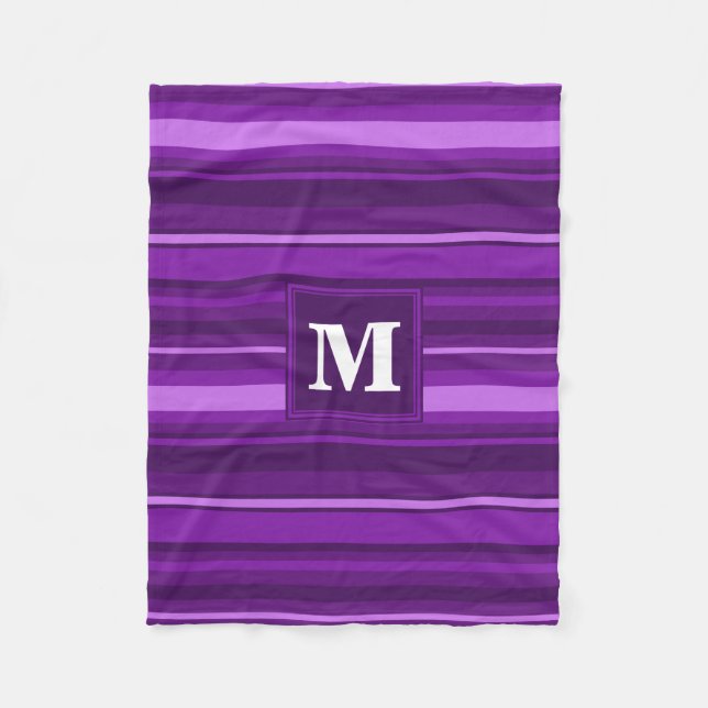 Monogram purple stripes fleece blanket (Front)
