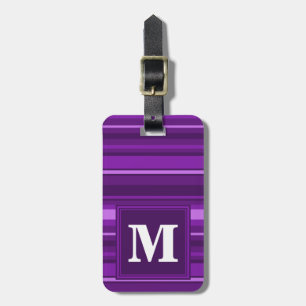 Monogram purple stripes luggage tag
