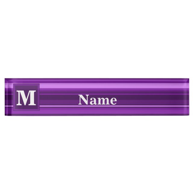 Monogram purple stripes nameplate (Front)