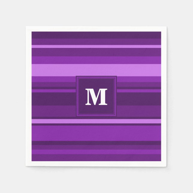 Monogram purple stripes napkin (Front)