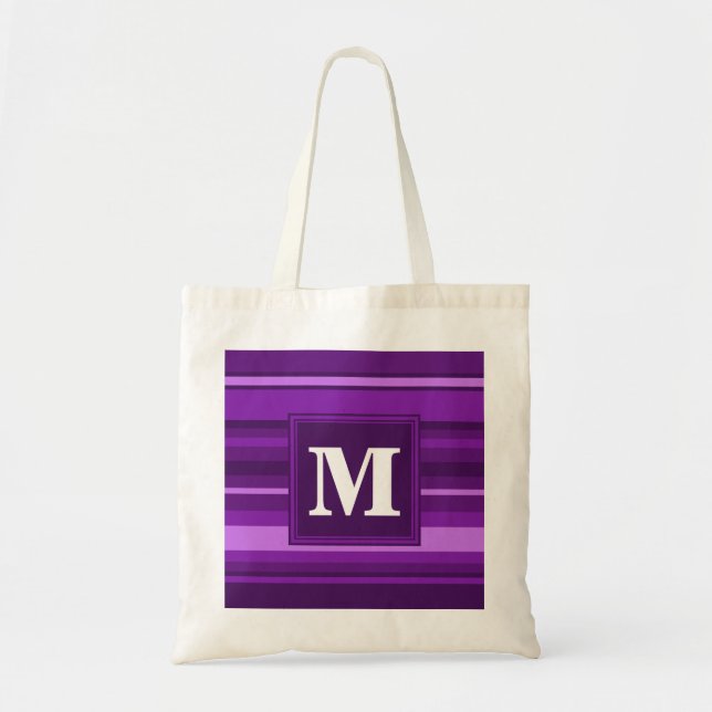 Monogram purple stripes tote bag (Front)