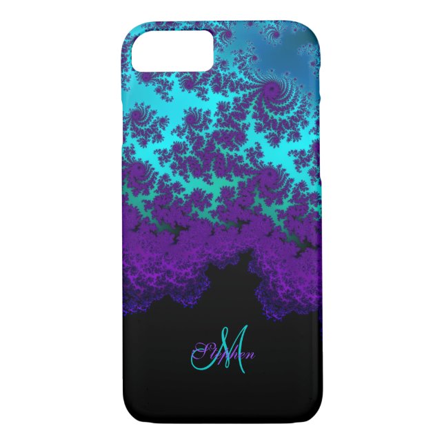 Monogram Purple Turquoise Fractal iPhone 7 Case (Back)