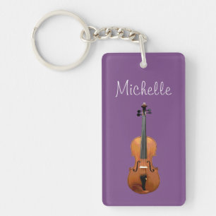 Monogram Purple Violin Music Key Ring