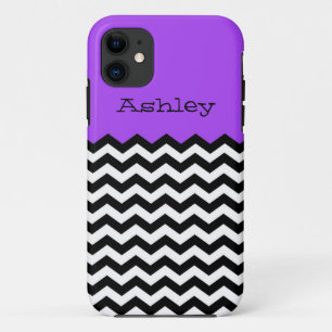 Monogram, Purple & White Chevron iPhone /5S 11 Case