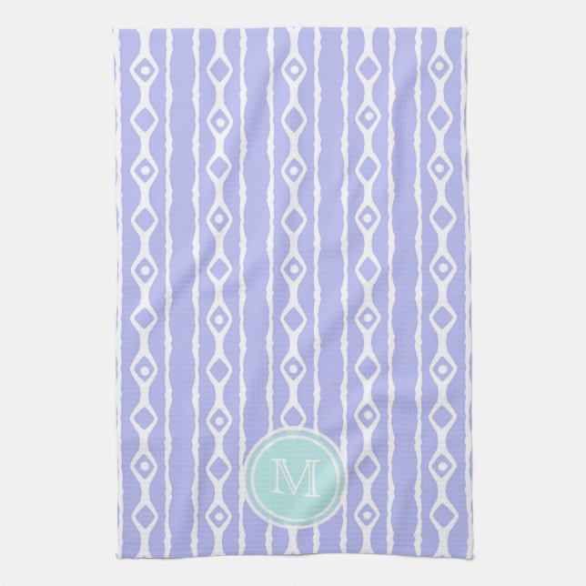 Monogram: Purple White Stripes Towel (Vertical)