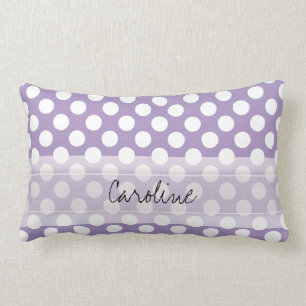Monogram Purple White Trendy Fun Polka Dot Pattern Lumbar Cushion