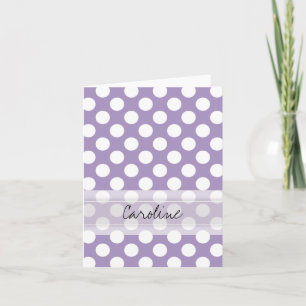 Monogram Purple White Trendy Fun Polka Dot Pattern Note Card
