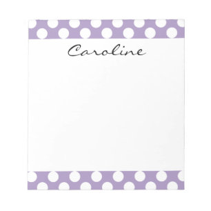 Monogram Purple White Trendy Fun Polka Dot Pattern Notepad