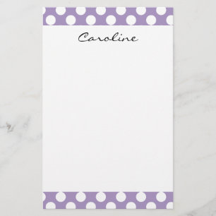 Monogram Purple White Trendy Fun Polka Dot Pattern Stationery
