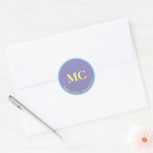 Monogram Purple, Yellow & Blue Personal Trainer Classic Round Sticker