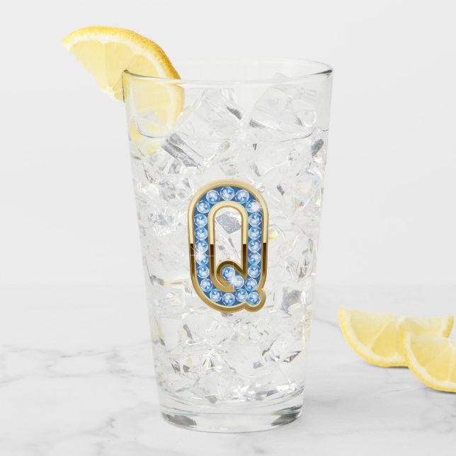 Monogram Q - 16 oz Glass  (Front Ice)