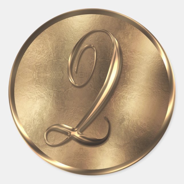 Monogram Q Bronze Wedding Invitation Holiday Classic Round Sticker (Front)