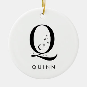 Monogram Q Celestial Name  Ceramic Tree Decoration