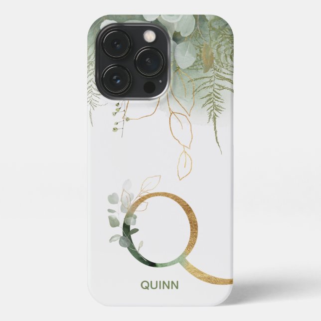 Monogram Q Elegant Succulent iPhone Case (Back)