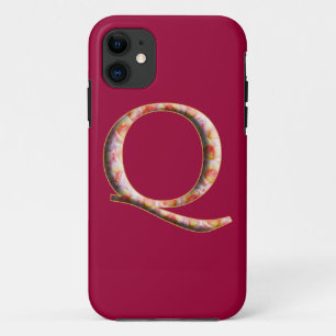 Monogram Q in Roses Pattern Iphone 5 Case