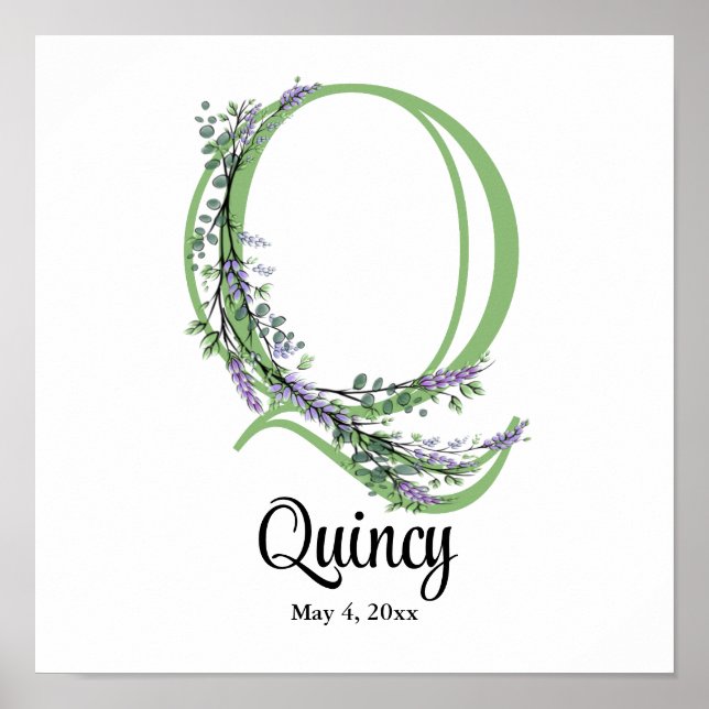 Monogram Q,  Lavender Eucalyptus nursery  Poster (Front)