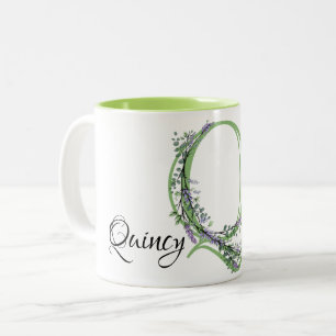 Monogram Q Lavender Eucalyptus Two-Tone Coffee Mug