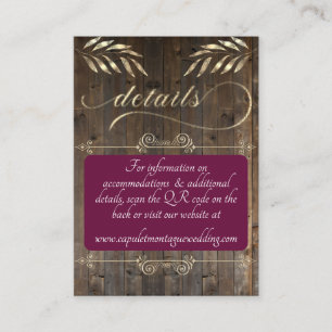 Monogram & QR Code - Barnwood/Plum Enclosure Card