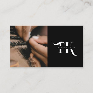 monogram qr code braid stylist photo  business card