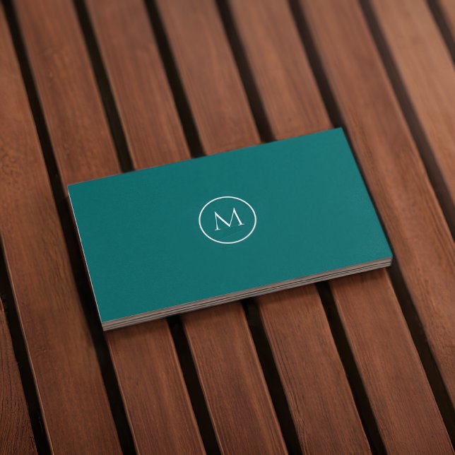 Monogram Qr Code Dark Cyan Business Card (Front)