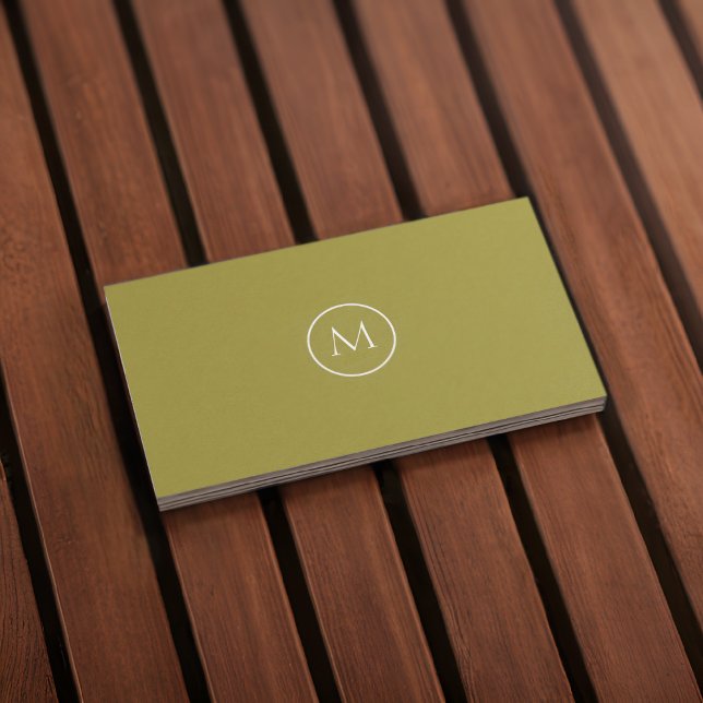 Monogram Qr Code Dark khaki Business Card (Front)