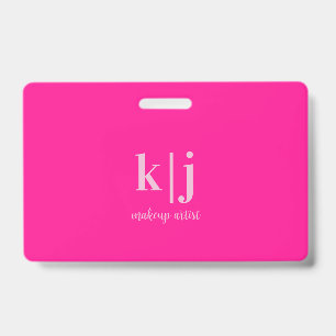 Monogram QR Code Makeup Artist ID Badge