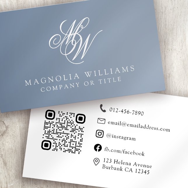 Monogram QR Code Minimalist Public Notary Business Card (Creator Uploaded)