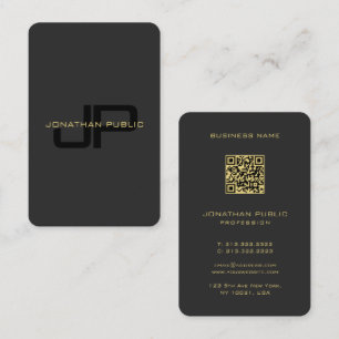 Monogram QR Code Template Black And Gold European Business Card