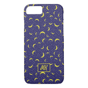 Monogram Quarter Moons Stars Blue Sky iPhone 8/7 Case
