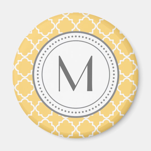 Monogram Quatrefoil Magnet - yellow (Front)