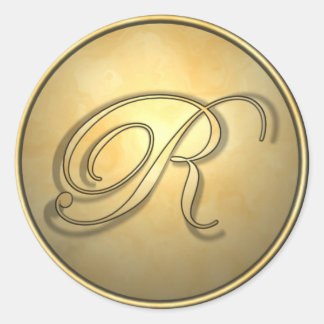monogram_r classic round sticker