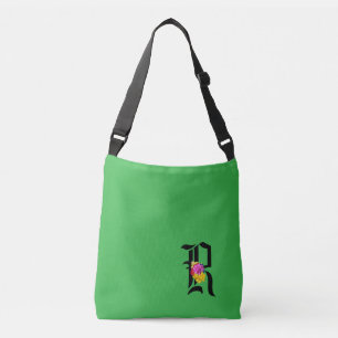 Monogram R Floral Green Crossbody Bag