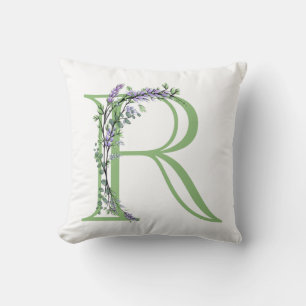 Monogram R Lavender Eucalyptus Cushion