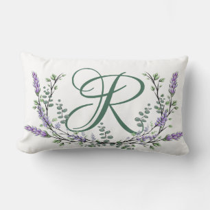 Monogram R Lavender Eucalyptus Lumbar Cushion