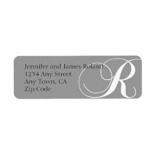 Monogram R Return Address Labels Grey