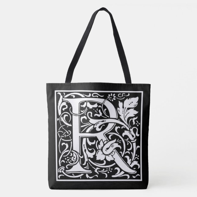 Monogram R Reversible B&W Tote Bag All-Over Print (Front)