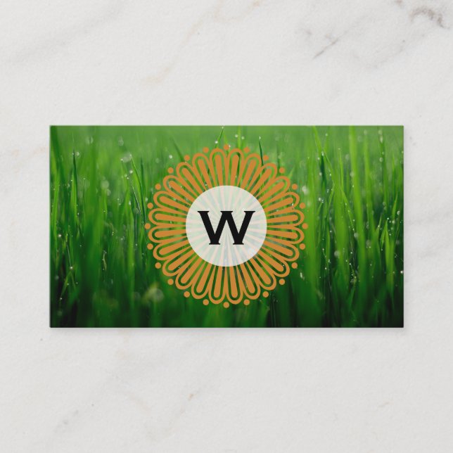 Monogram Radial (orange) | Grass Business Card (Front)