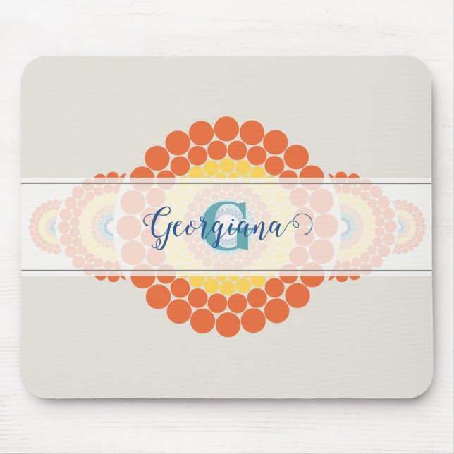 Monogram Radiant Aegean Summer Ornamental Mandala Mouse Mat (Front)
